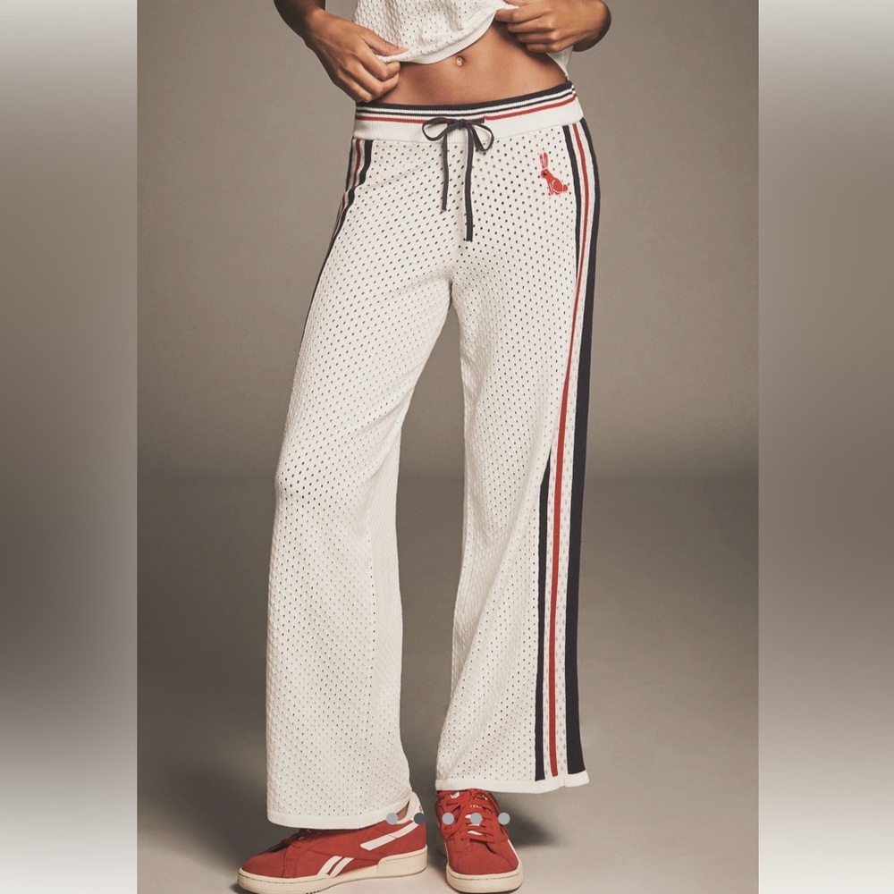 Women's Ivory Track Pants with Stripes